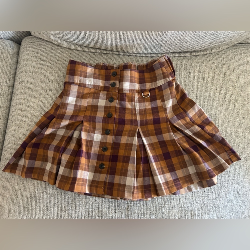 SO Plaid Skater Skirt in Brown and Purple